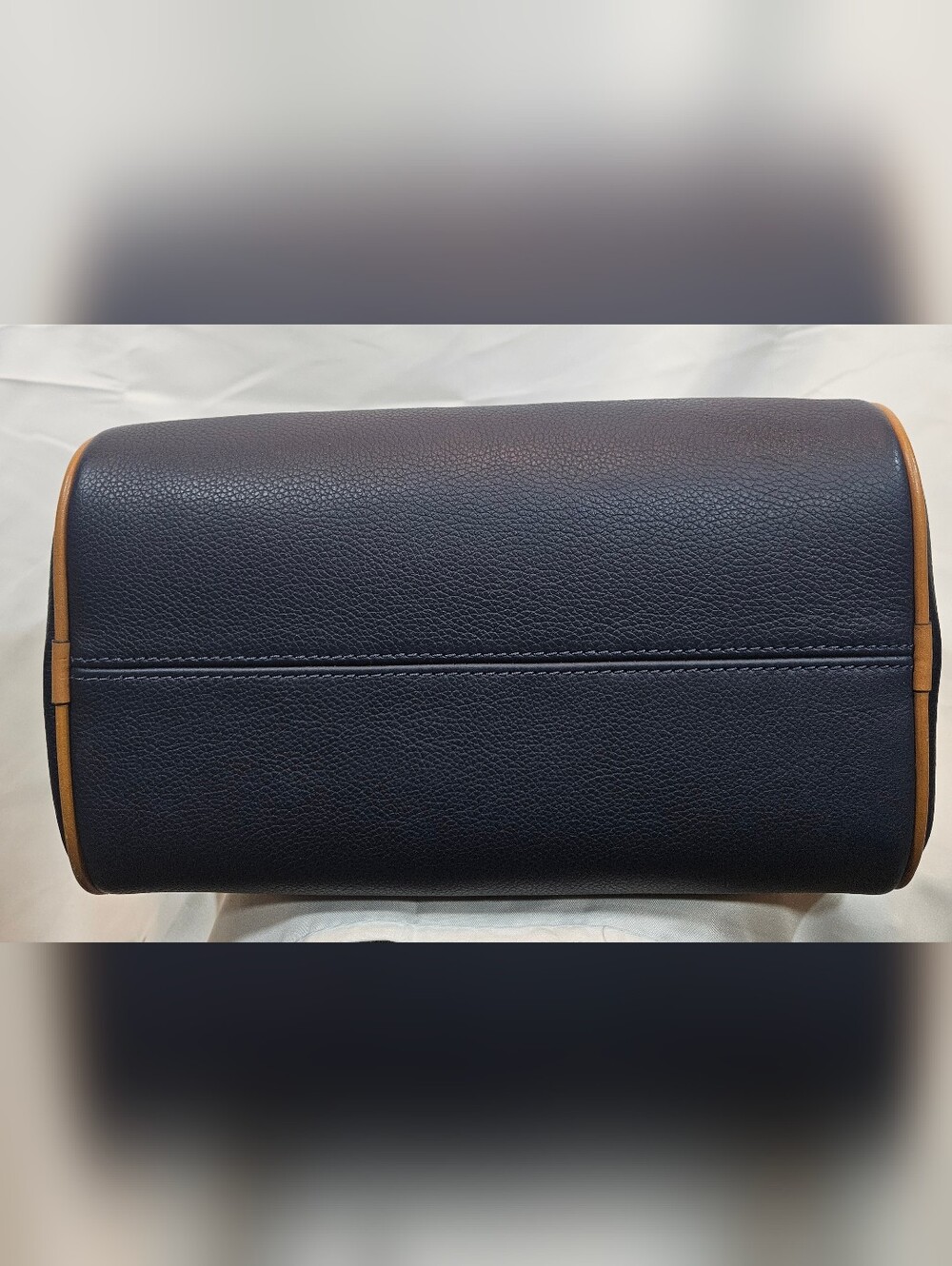 Dooney & Bourke Navy with Tan Trim Barrel Satchel 25 - Picture 7 of 12